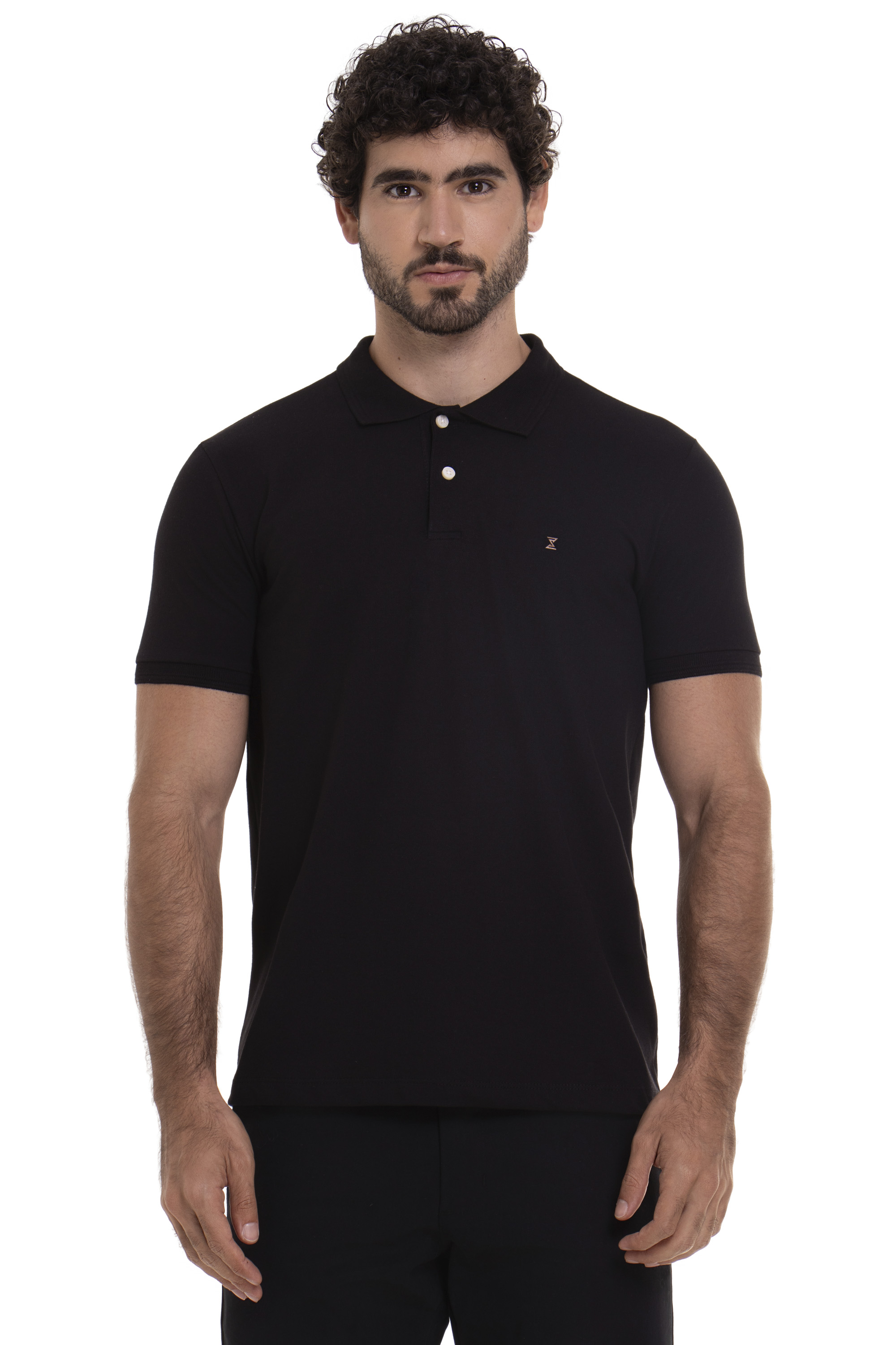 Camisa Polo Masculina Básica Preto