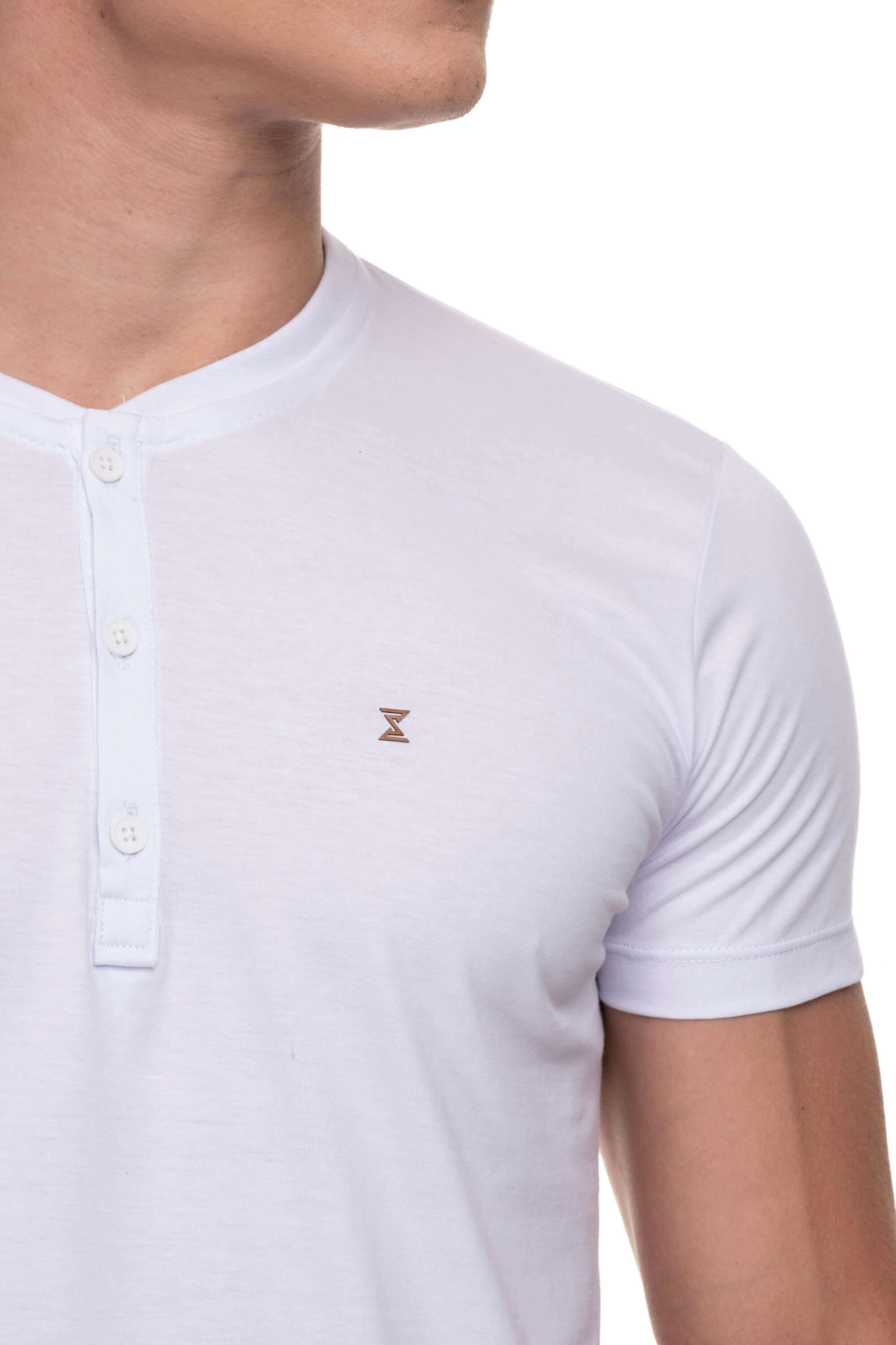 Camiseta Henley Masculina Branco
