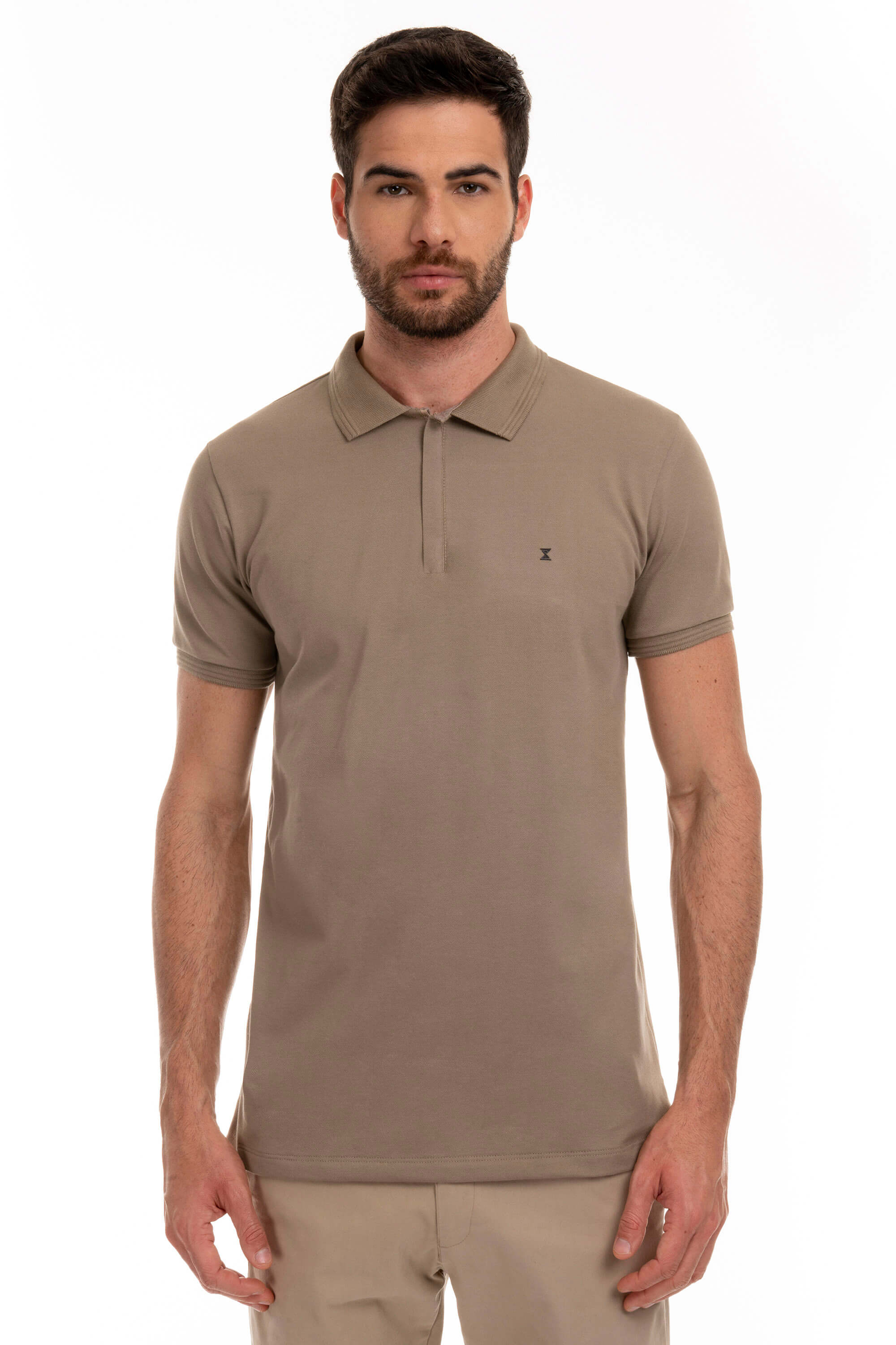 POLO DE ZIPER CLOCKS BEGE MARAPÉ