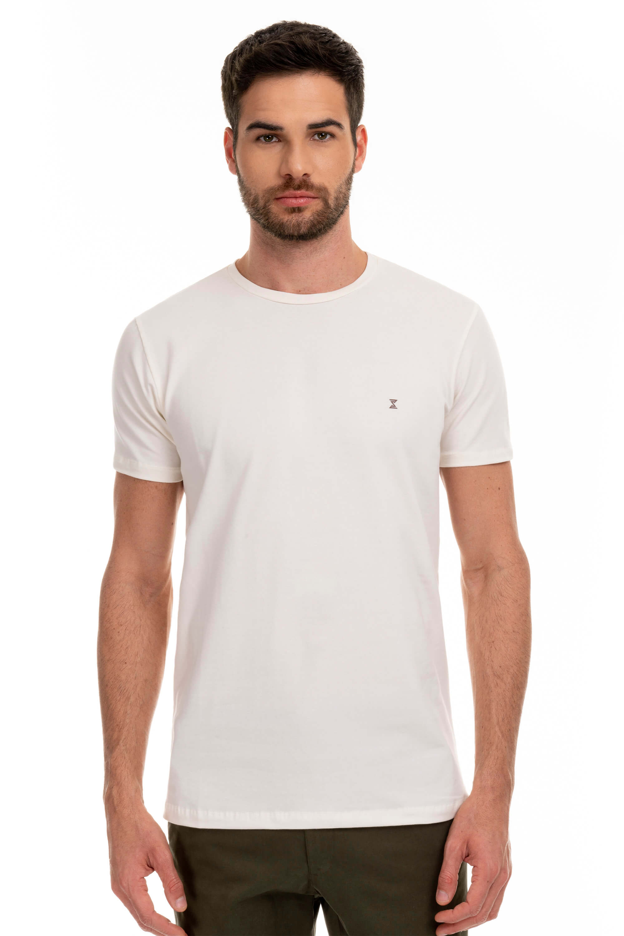 CAMISETA BÁSICA ALGODÃO C/ ELASTANO OFFWHITE DRAZZO