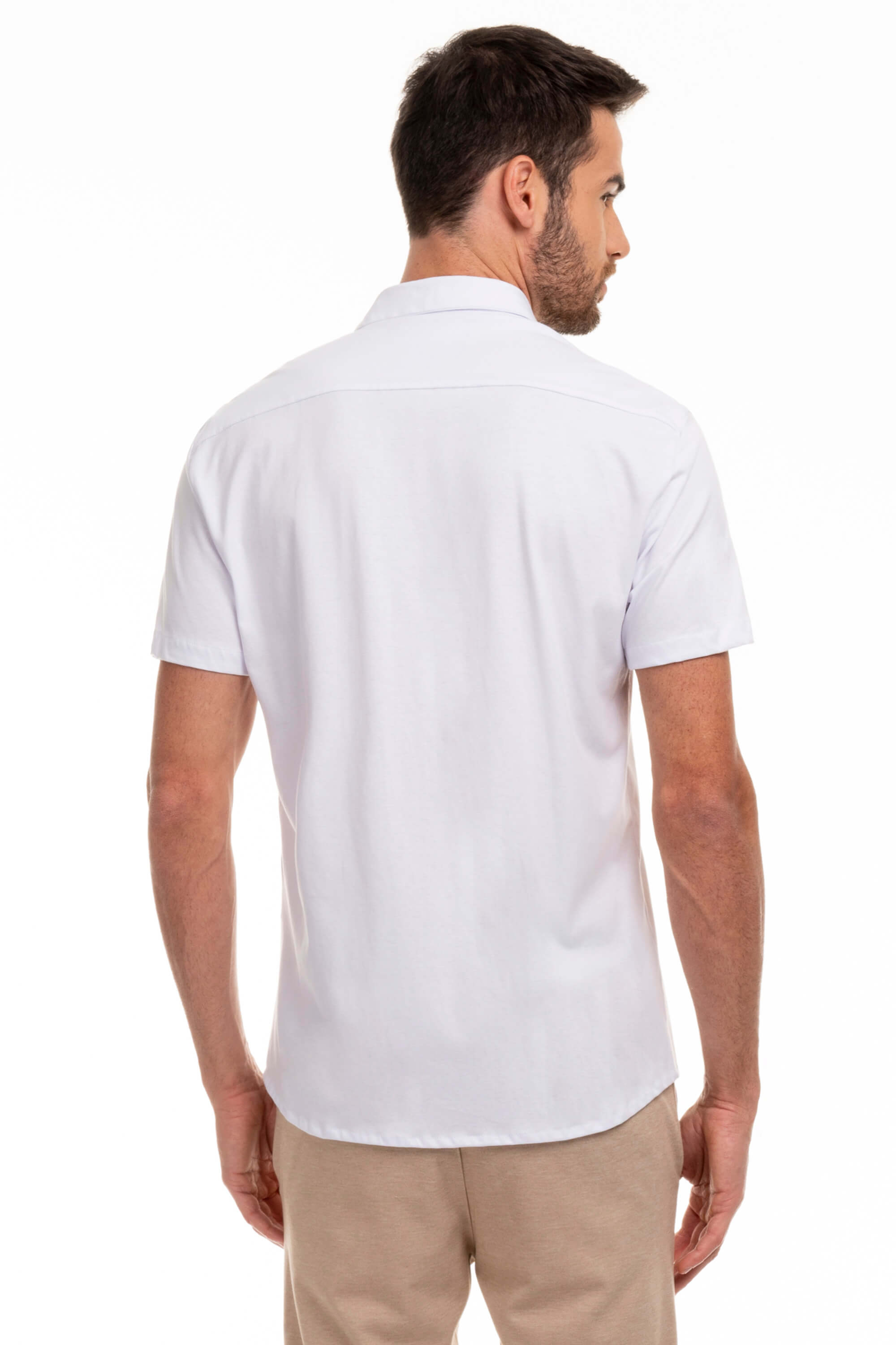 CAMISA MANGA CURTA MALHA PREMIUM MASCULINA BRANCO DRAZZO