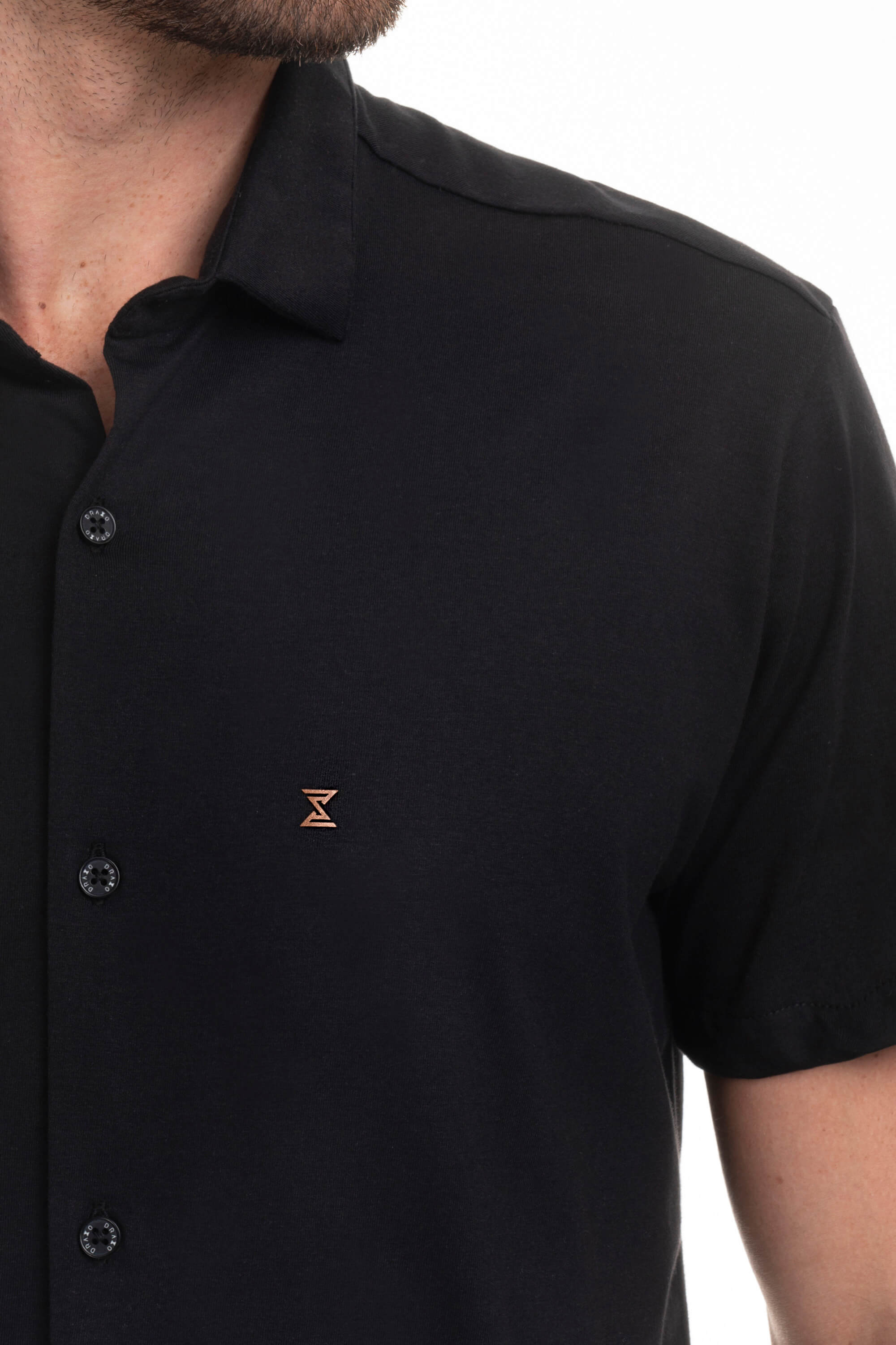 CAMISA MANGA CURTA MALHA PREMIUM MASCULINA PRETO DRAZZO
