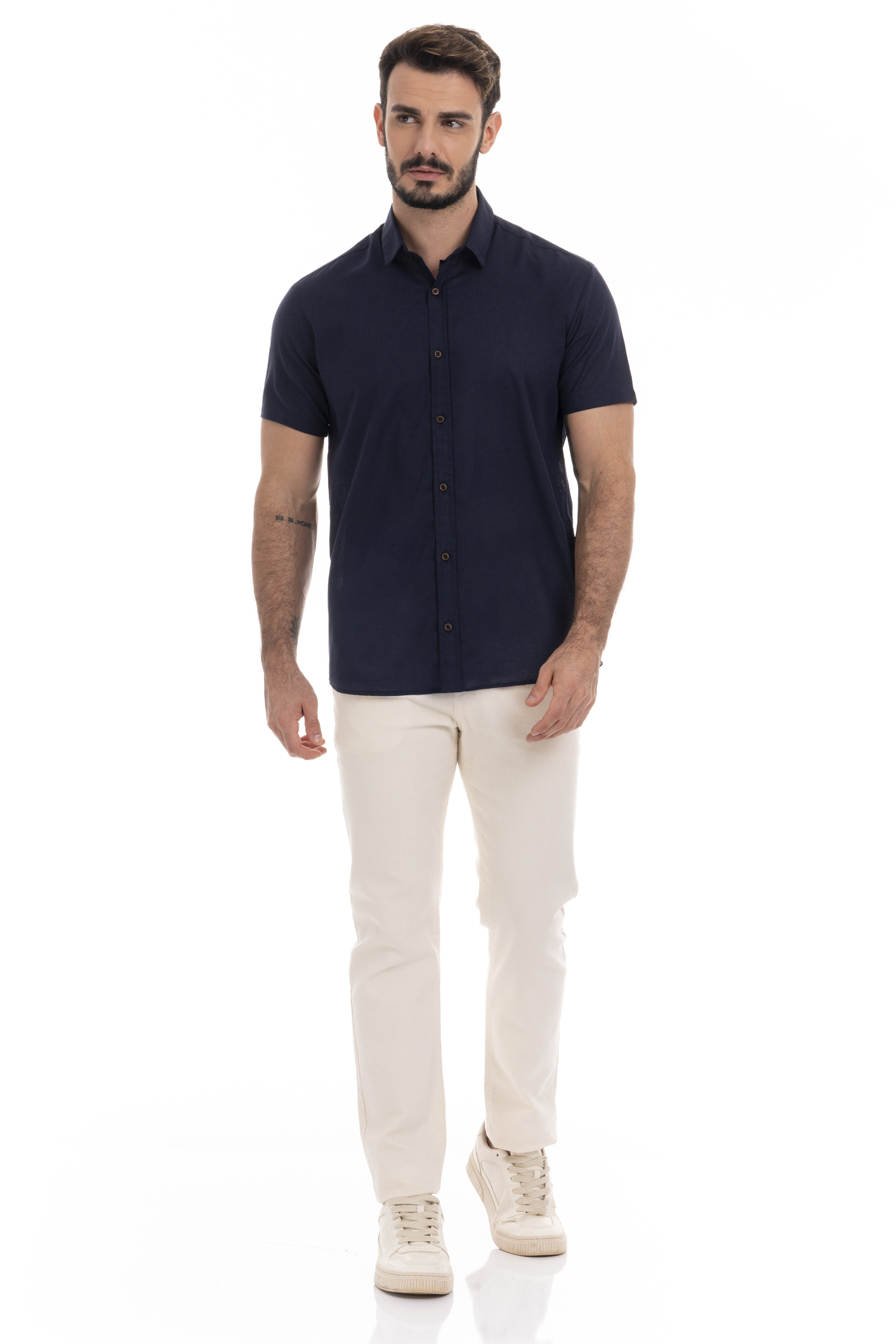 CAMISA MANGA CURTA MASCULINA AZUL MARINHO
