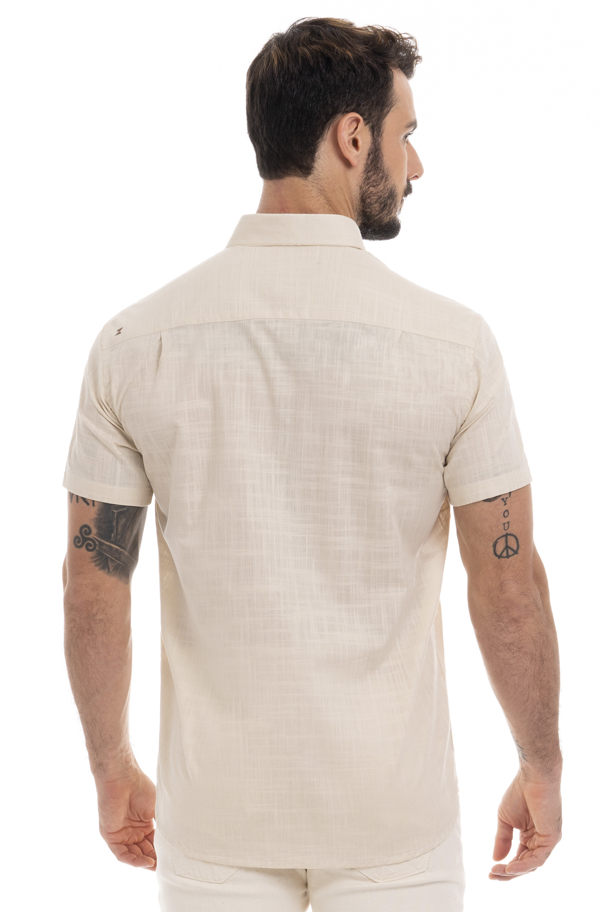 CAMISA MANGA CURTA MASCULINA OFF WHITE