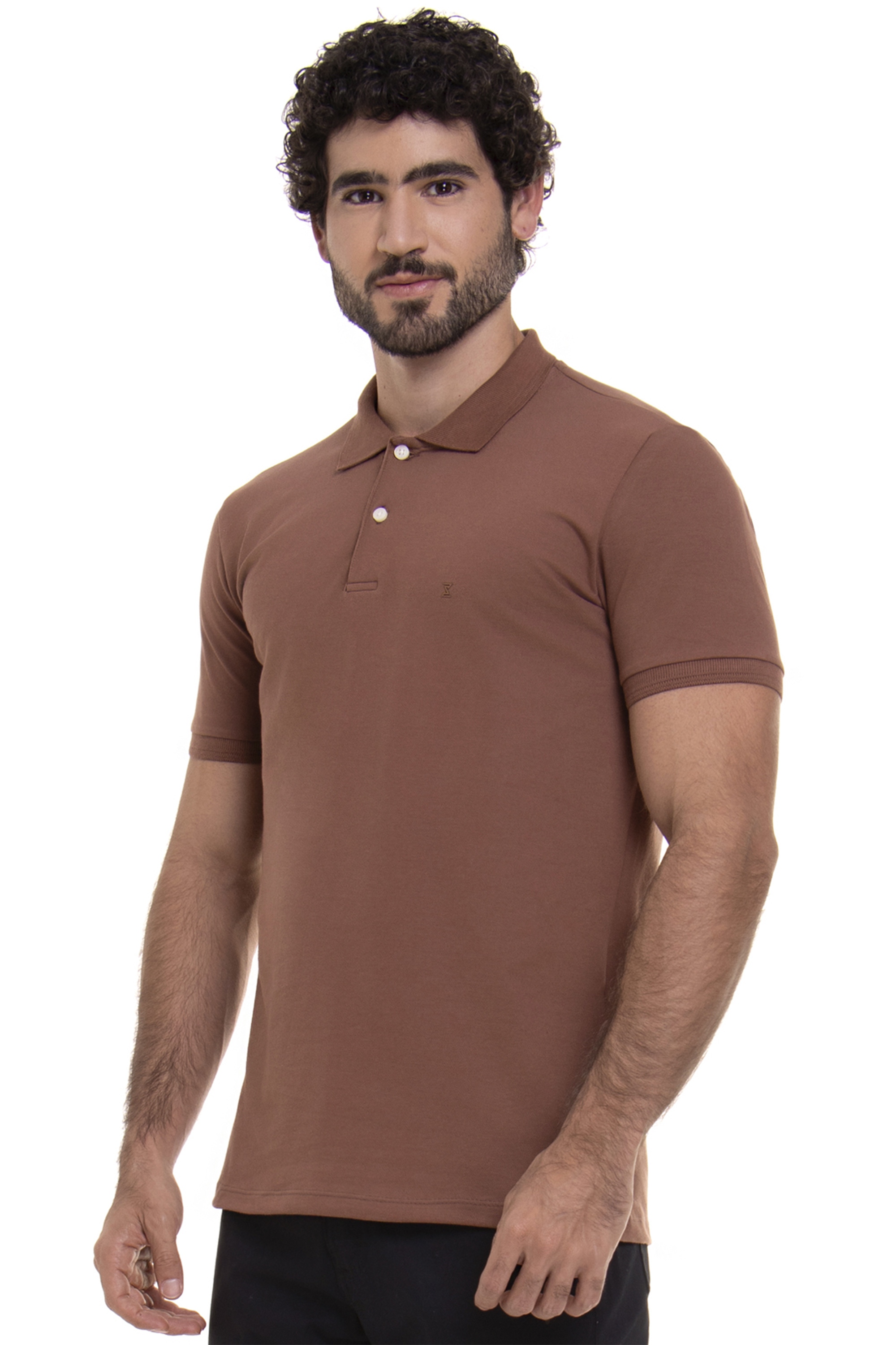 Camisa Polo Masculina Básica Marrom Eclipse